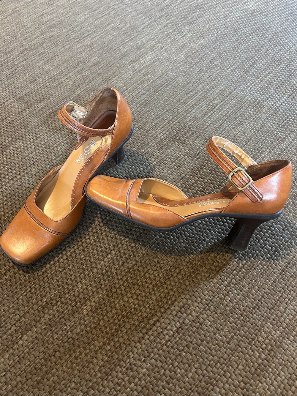 Kenneth Cole Reaction Women's Cognac Leather Mary Jane Heels